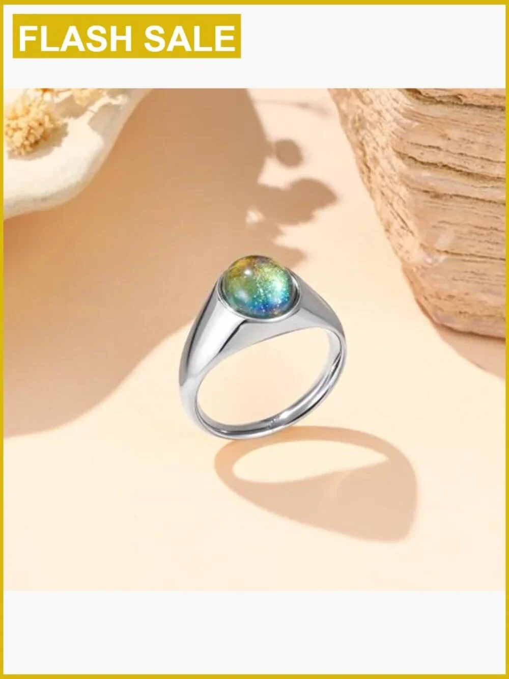 Mood Ring Stackable Color Changing Ring Gold Plated Stainless Steel Dainty